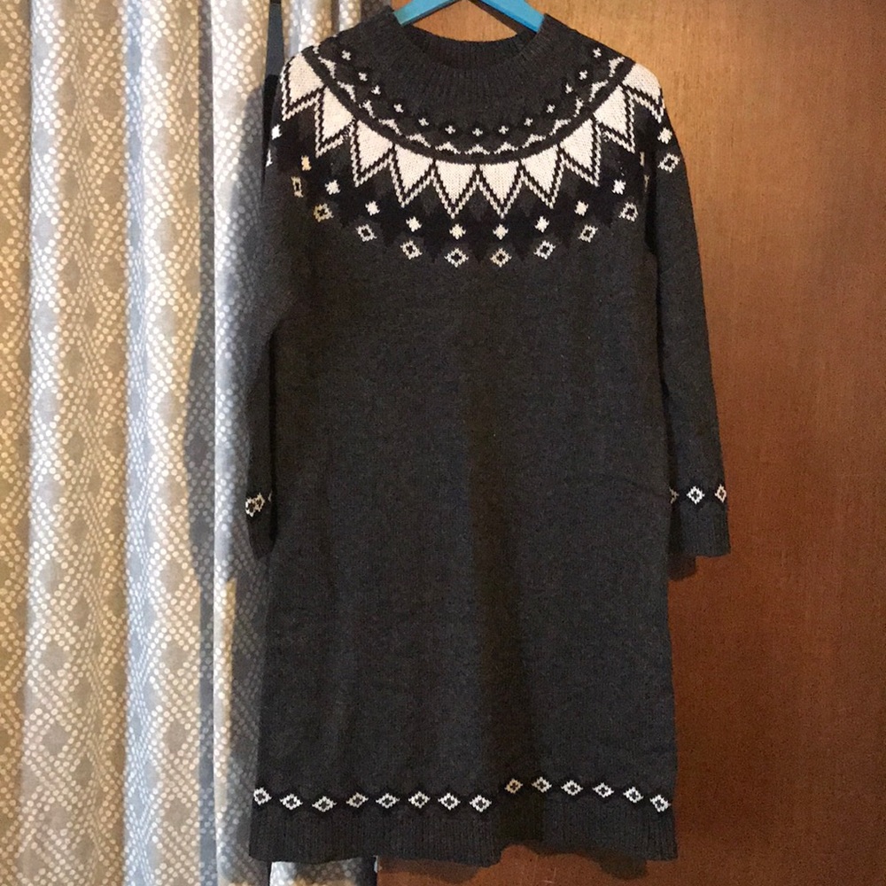 Fair Isle Heather Grey Sweater Dress.